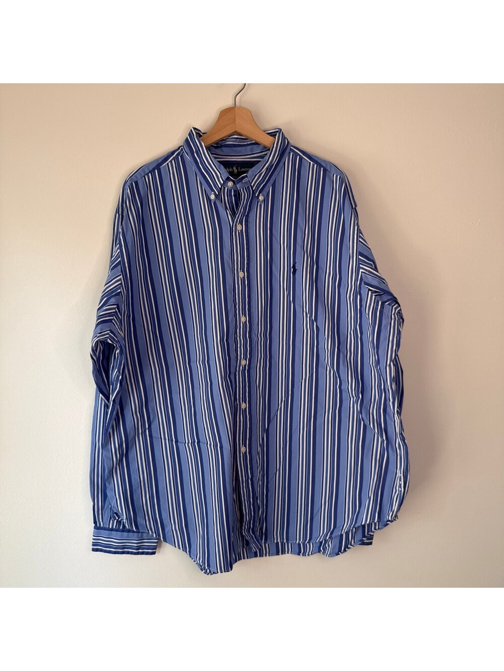 Vintage 90s Polo Ralph Lauren Vertical Striped Classic Fit Button Up Shirt XXL